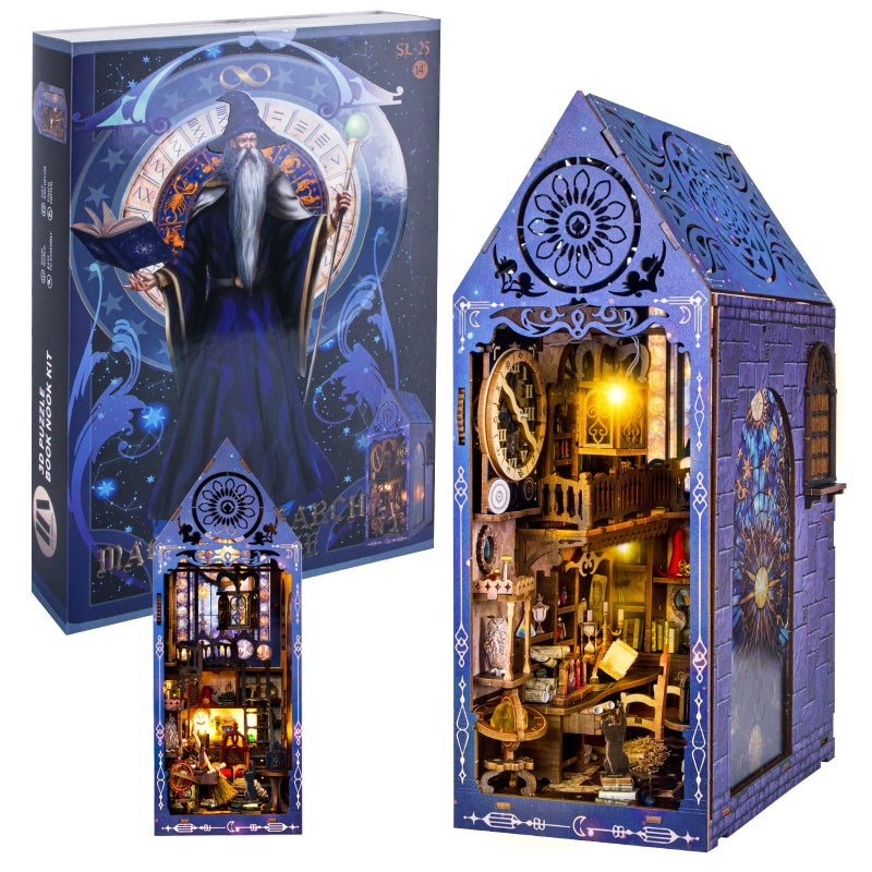 Fimeetoy Book Nook Kits for Adults  Miniature House Dollhouse Kit for Teens  DIY Crafts for Adults  Bookshelf Decor Garden House with LED Light  Gifts for Family and Friends - Image 1